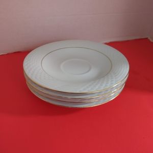 Lynns Fine China Set of 4 White/Gold Saucers